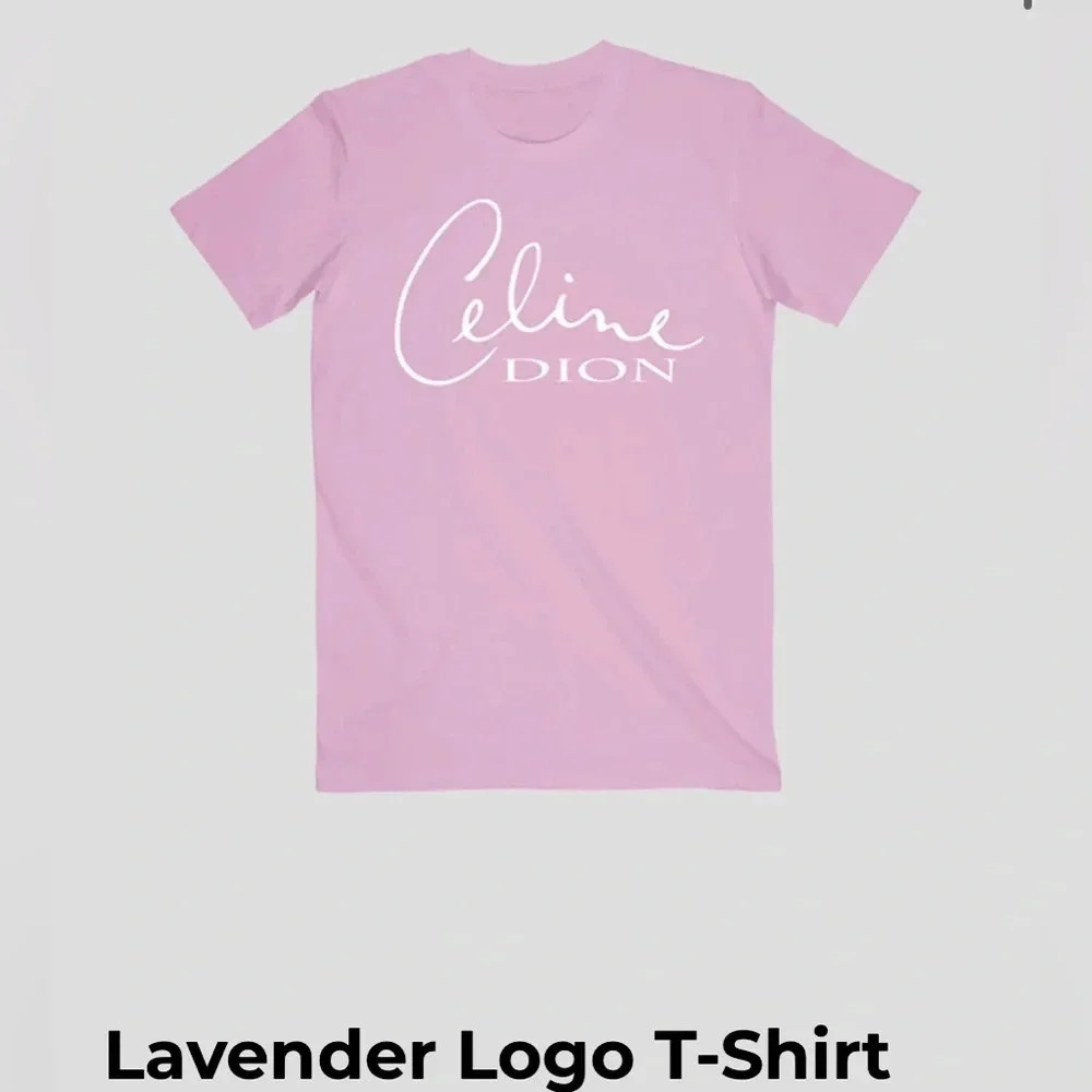 NWT CELINE DION lavender logo short sleeve t-shirt unisex L/XL official merch